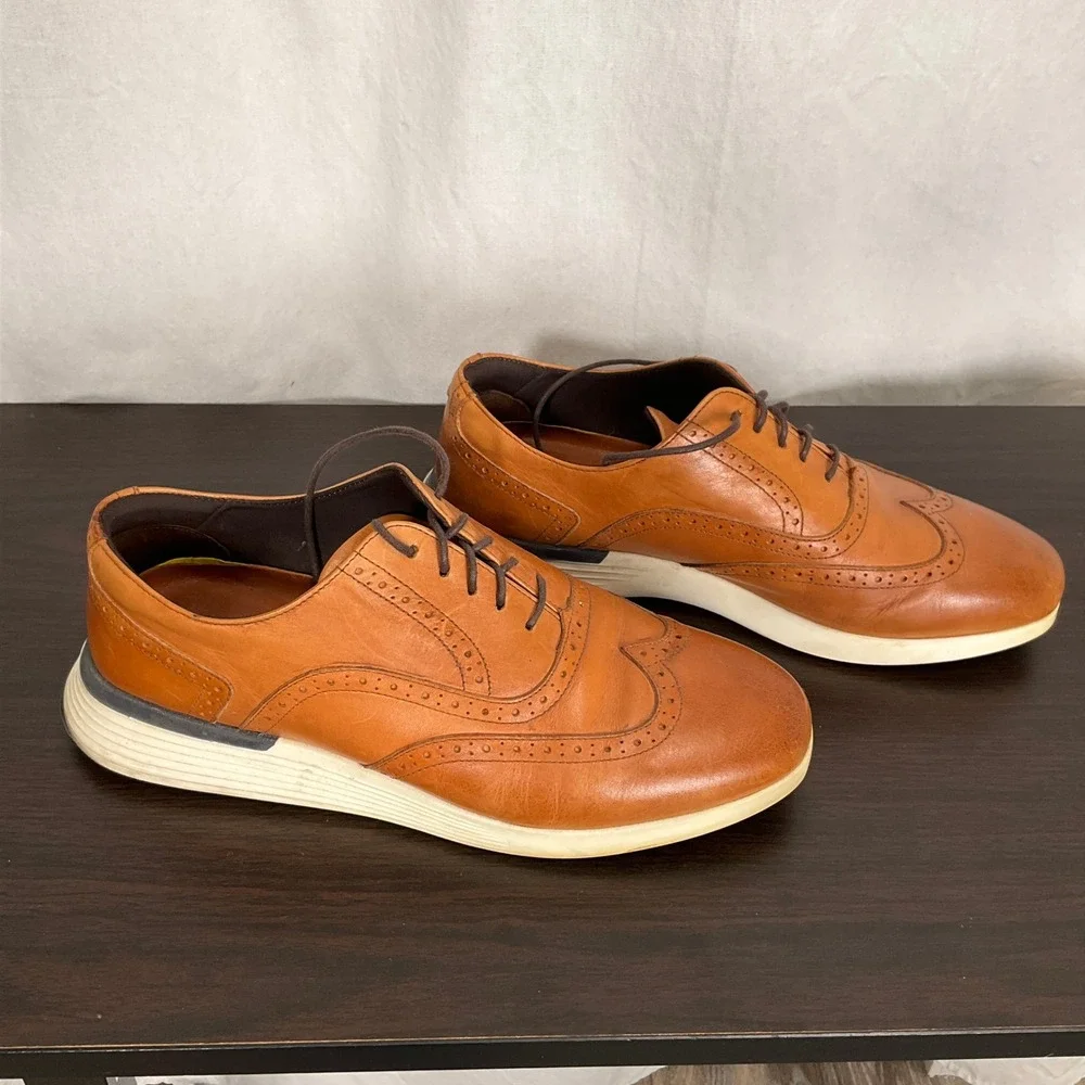 Wolf & Shepherd Crossover Shoes Men 10M Honey Wingtip Leather Hybrid Brogue